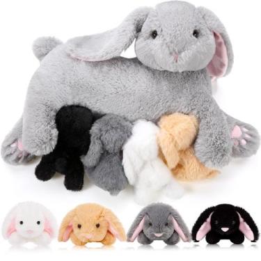 Imagem de Conjunto de brinquedos de pelúcia HyDren Nursing Bunny com 4 coelhinho