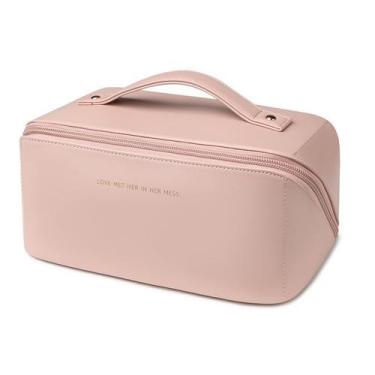 Imagem de Bolsa de maquiagem de viagem zaleeta de couro PU impermeável de grande
