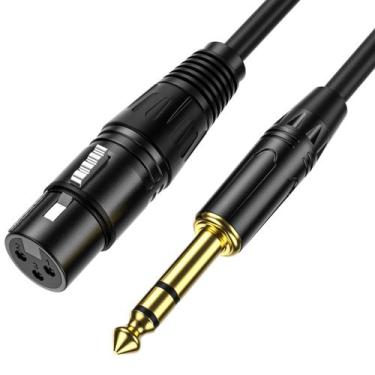 Imagem de Cabo de microfone balanceado XLR fêmea para 6,35 mm com conector TRS d