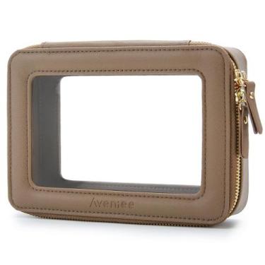 Imagem de Organizador de bolsas de maquiagem Aveniee Clear Travel Toiletry Taupe