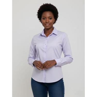 Imagem de Camisa Social Feminina Manga Longa Slim Lilás - Pthirillo, GG