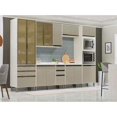 Imagem de Cozinha Modulada Completa 6 Peças Com Tampo Linea Luciane Mó Pátina Ff-mocca Laca