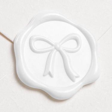 Imagem de Adesivos UNIQOOO 3D Bow Wax Seal, brancos de neve, 50 unidades de 3 cm