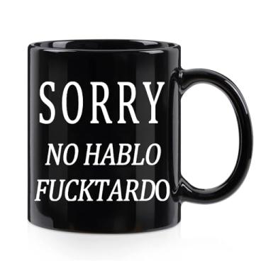 Imagem de Sorry No Hablo Fuctardo Caneca de Café No Hablo Fuctardo Caneca Citação Engraçada Canecas Caneca Sarcástica Novidade Caneca Piada para Homens Mulheres Trabalho de Escritório Empregado Boss Colegas de Trabalho Natal Elefante Branco Presentes 325 ml Preto