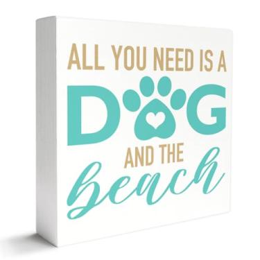 Imagem de Placa de caixa de madeira para decoração de praia, quarto, casa de banho, decoração de casa de banho, casa de banho, oceano, decoração de mar, um cão e a praia, presentes de praia para donos de cães