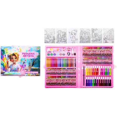 Imagem de Maleta de Pintura Infantil 168 Itens | Kit Artista Completo com Canetinhas, Lápis de Cor, Giz de Cera e Tintas | Brinquedo Educativo e Material Escolar Criativo