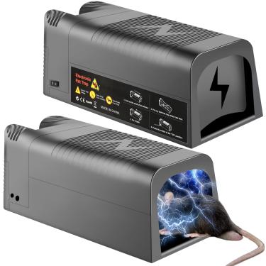 Imagem de Pacote com 2 armadilhas elétricas para ratos com tensão potente – armadilhas elétricas para ratos para roedores, assassinas, sem toque, armadilhas internas para ratos, casa, cozinha, garagem, sótão