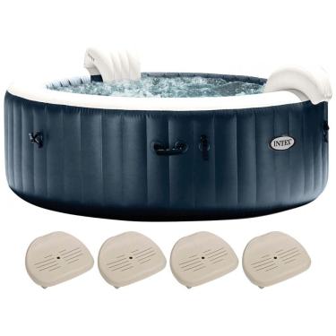 Imagem de Spa Inflável Hidromassagem com 4 Assentos Antiderrapantes, Intex 28431EP PureSpa, Azul