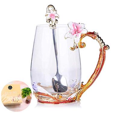 Imagem de Xícara de chá, presentes de dia das mães, xícaras de caneca de café, xícara de chá de vidro de flor de lírio, ideias de presente de aniversário personalizadas exclusivas para mulheres avó mãe