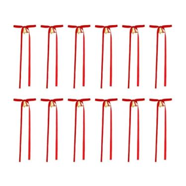 Imagem de Vaveren 12x Árvore de Natal Laços Vermelhos Laços de Guirlanda Decorativos Artesanais com Torcidos com Sinos para Festa Guirlanda Festival em Casa