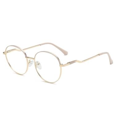 Imagem de Óculos de proteção para computador, armações de metal com lentes bloqueadoras de luz azul, tendência da moda, bege e dou