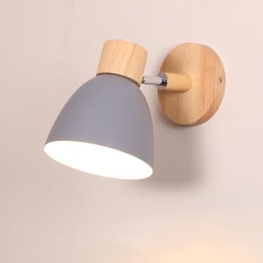 Imagem de Lâmpadas de Parede e Arandela de Madeira Moderna E27 (Gris, 21cm)