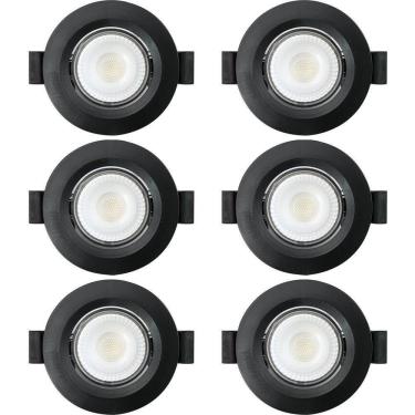 Imagem de Kit 6 Spot De Led Embutir Slim Mr11 Redondo 3w Preto Bivolt 6500k Frio