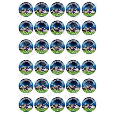Imagem de 30 x Toppers de cupcake comestíveis – Coleção temática do time de futebol de Baltimore de decorações de bolo comestíveis | Comestível sem cortes em folha de wafer