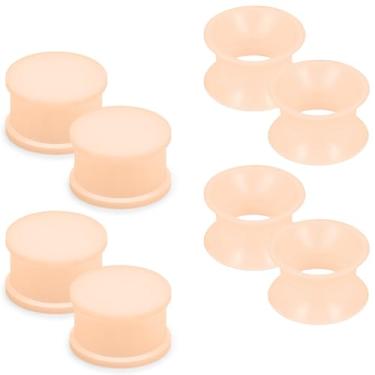 Imagem de Pexveiuu 14 mm Carne Sólida Tom de Pele Slicone Calibres Túneis Túneis Plugues para Orelhas 14 mm Duplo Flare Borracha Plástico Calibradores Túneis Brincos Brincos Alongamento Joia Piercing Joia