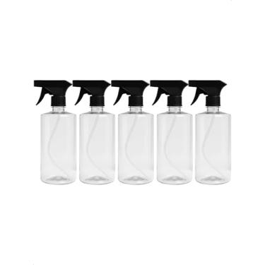 Imagem de Kit 5 Frasco Cilindrico Borrifador Spray Pulverizador com Válvula Multiuso Transparente 300ml