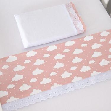 Imagem de  Jogo de Lençol Mini Berço 3 peças Nuvem Estrelinha Rose - Carinha de 
