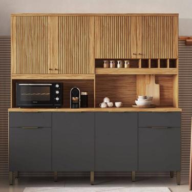 Imagem de Cozinha Compacta Concord 8 Portas 2 Gavetas 100% Mdf Amêndoa/Cinza - Rio Doce