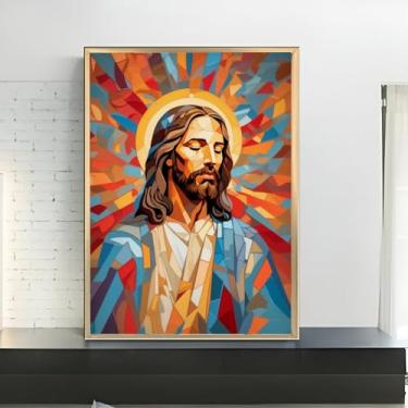 Imagem de Quadro Decorativo Religioso Jesus Cristo em Arte Sala Hall 80x60 (02, Dourado, 80x60)