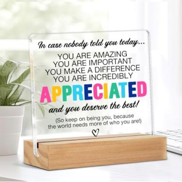 Imagem de Presentes de agradecimento para colega de trabalho chefe professor presentes inspiradores para mulheres homens afirmação você é incrivelmente apreciado placa de mesa de acrílico decoração
