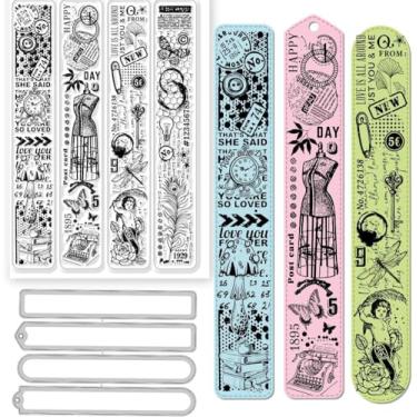 Imagem de Conjunto de carimbos e matrizes de corte retrô transparentes, tiras de fundo vintage, selos transparentes e matrizes de corte, para fazer álbuns de fotos faça você mesmo, cartões decorativos, 16 x 11