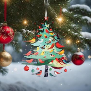 Imagem de Enfeites de Natal para pendurar em cristal, enfeites de árvore de Natal feitos à mão, decoração de carro e casa - Presentes de Natal, decoração de artesanato em acrílico, ideias de troca de presentes