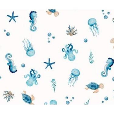 Imagem de Tecido Tricoline Digital Animais do Mar - Fundo do Mar - Coleção Brisa