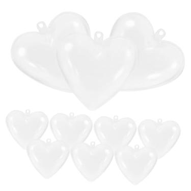 Imagem de 10 peças de enfeites de bola preenchíveis em forma de coração de plástico transparente, fácil de usar, molde de artesanato para Natal, casamento, reutilizável