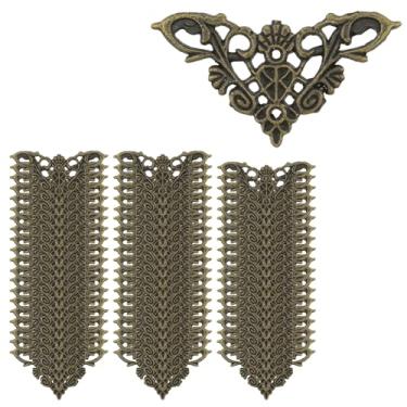 Imagem de Geesatis Pacote com 60 protetores de canto de móveis de liga de zinco - Protetores de canto em forma de L de 6,3 cm para parede, mesa, bancada com parafusos, bronze