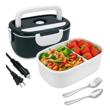 Imagem de Marmita Elétrica Portátil 2 Em 1 Para Casa, Carro, Uber 12v-24v E 110v-220v Bivolt