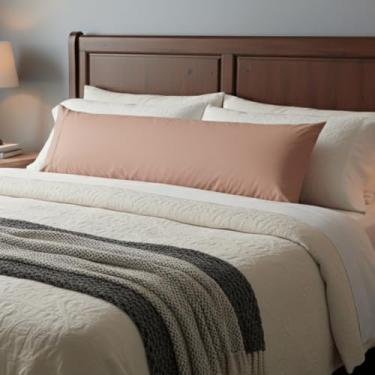 Imagem de Kit Travesseiro de Corpo Body Pillow 40x135cm + Capa Rose com Ponto Palito, Toque de Pluma, Tecido 400 Fios, Zíper – Confort Linens