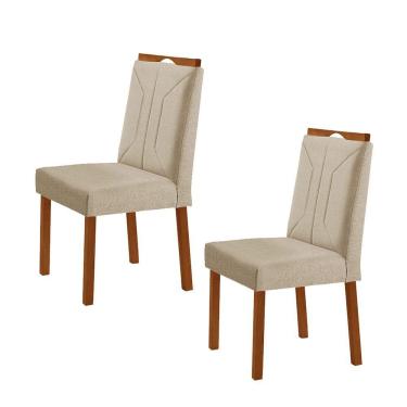 Imagem de Kit 2 Cadeiras Luna Com Puxador Móveis Minas Cor Linho Bege