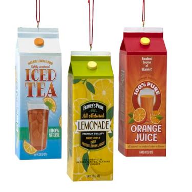 Imagem de Kurt Adler Drinks in Carton Ice Tea, suco de laranja, enfeites de limão 3 sortidos