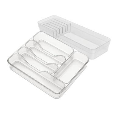 Imagem de Kit Organizador de Talheres e Utensílios de Cozinha, 5 Divisórias Porta Facas Para Gaveta Organizador de Utensílios Grandes(Organizador Talher + Facas)