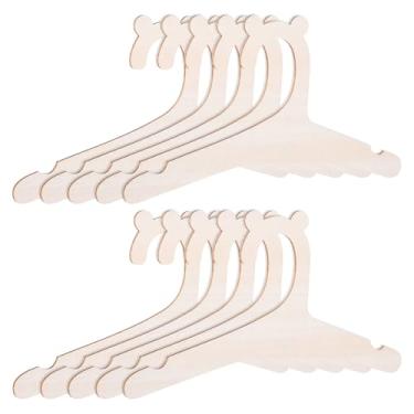 Imagem de YBEATY 10 cabides de madeira para crianças, 3 mm, cabide de madeira natural, organizador de armário para bebês recém-nascidos, antiderrapante, armazenamento de casacos, calças para crianças, meninas
