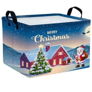 Imagem de NIETEIN Cestas vazias grandes para crianças, presente de Natal, cestas vazias dobráveis para famílias com alça (árvore de Papai Noel)