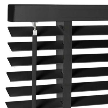 Imagem de Persiana de madeira sem fio de 5 cm para janelas internas, venezianas horizontais com filtragem de luz, fácil de instalar para janelas internas de casa preta 91 cm L x 182 cm A