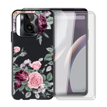 Imagem de Capa para celular BLU Bold K10 + 2 películas protetoras de tela de vidro temperado, capa de silicone TPU ultra fina e macia à prova de choque para BLU Bold K10 (6,6 polegadas) - balão rosa