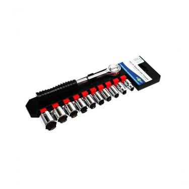 Imagem de Jogo De Soquetes Com Catraca Brasfort 3-8 Catraca 11 Pecas