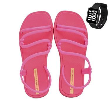 Imagem de Sandália Feminina Ipanema Solar Rosa Rasteirinha Original + Relogio Di
