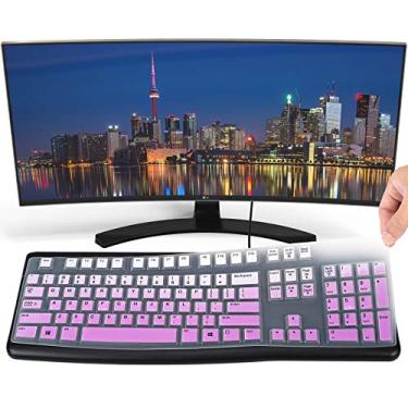 Imagem de Capa de teclado de silicone ultrafina compatível com teclado Logitech K120 MK120 US Layout -, Gradual Purple