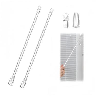 Imagem de Wonafa Varinhas cegas de 43 cm, 2 peças de haste transparente com gancho e aderência, peças de reposição para persianas verticais, abridor de plástico, varinha inclinável para janela (43 cm)
