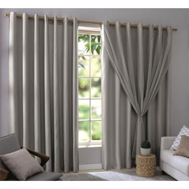 Imagem de Cortina Blackout 100% Com Voil 2,80m x 2,30m Quarto/Sala/Casa Corta Luz em Tecido com Ilhós Blecaute (Cinza)