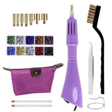 Imagem de Conjunto DIY de Aplicador Hot Fix Máquina Cristal Strass Quente para Artesanato em Roupas Sapatos Calças Jeans Bolsas - Crie Desenhos Brilhantes com Kit Ferramentas Borracha ABS
