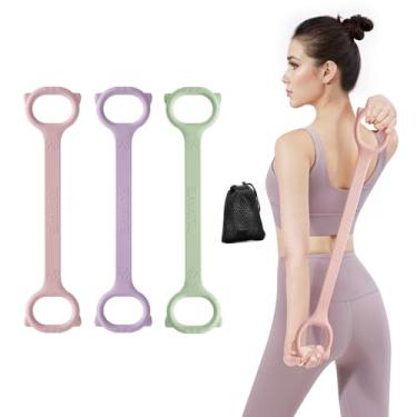 Imagem de Figura 8 Conjunto de faixas de resistência para treino de 9 kg de elasticidade, corda elástica mais grossa e durável para exercícios no braço, alças de ioga, faixas flexíveis de pilates, faixas