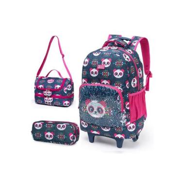 Imagem de Kit Mochila de rodinha + Lancheira + Estojo Spector de Panda, U