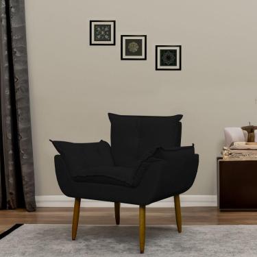Imagem de Poltrona Decorativa Para Sala E Quarto Opala Suede Herrero Cor:preto