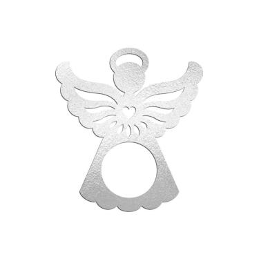 Imagem de Porta Guardanapo Anjinho Kit Com 4 Peças 7cmx8cm - Cria Arte Laser Prata