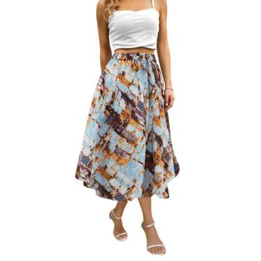 Imagem de Saia maxi Abaadlw para mulheres longa de comprimento médio com bolsos 