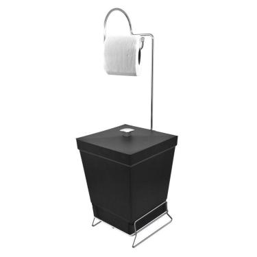Imagem de Lixeira Com Suporte De Papel Higiênico - Stolf Preto